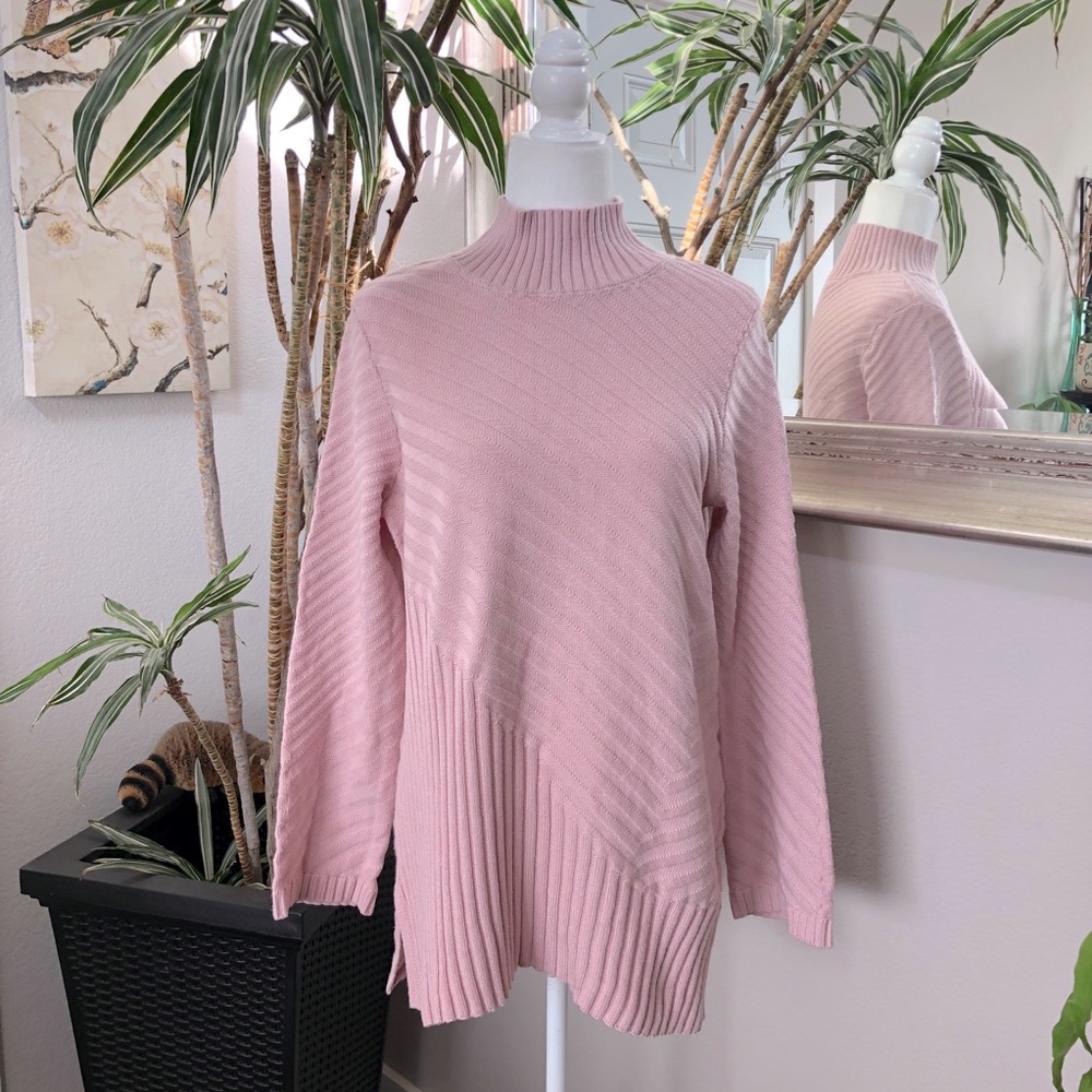 CHARTER CLUB Pink Long Sleeve Mock Neck Sweater L